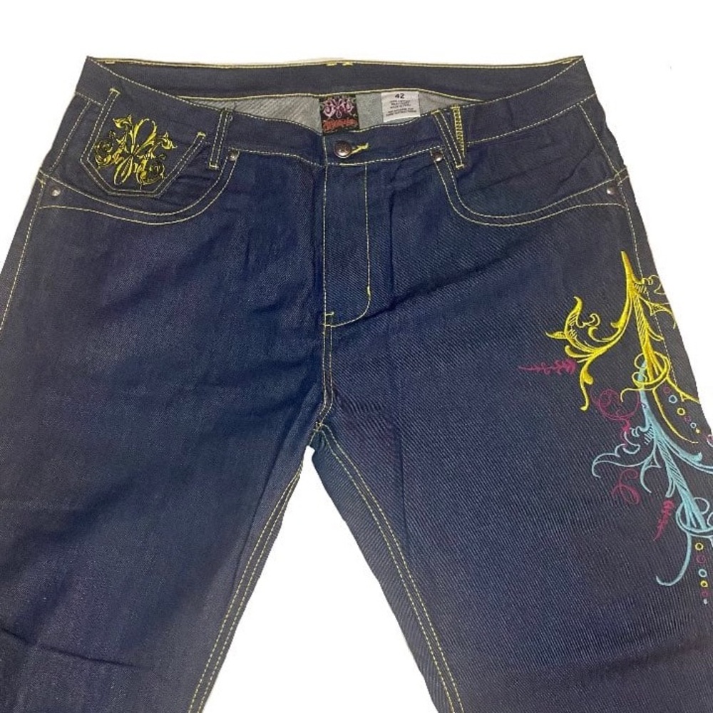 Mens miskeen Jeans with Colorful Embroidery size 42W y2k